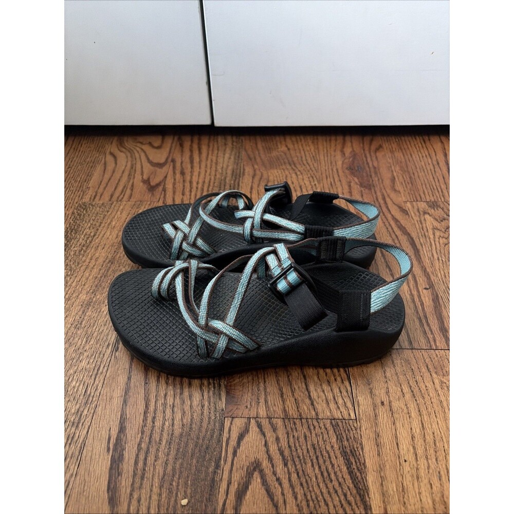 Chaco Sport Hiking Blue/Brown Sandals Strappy Toe Loop Shoe VIBRAM Sole Womens 8 - Picture 3 of 6